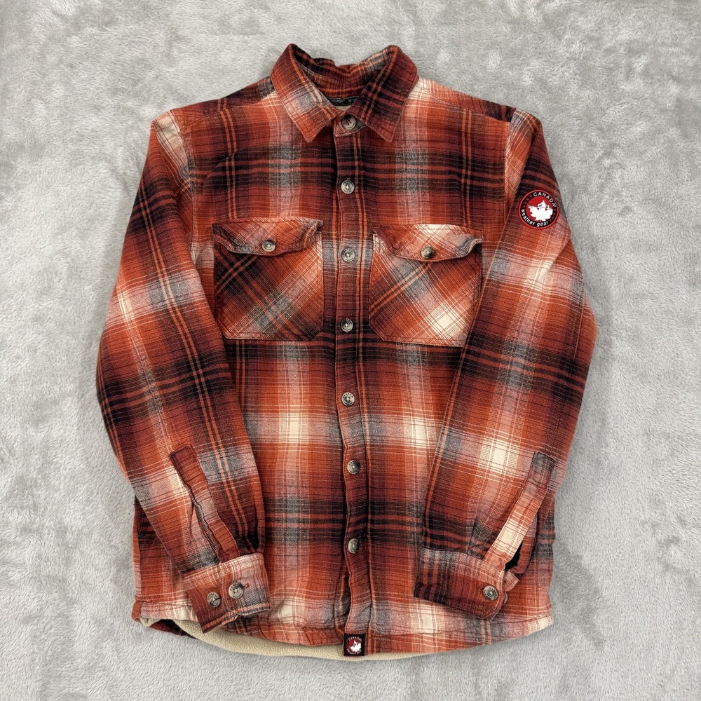 Canada Weather Gear Jacket Womens Small Red Fleece Lined Flannel Warm Winter